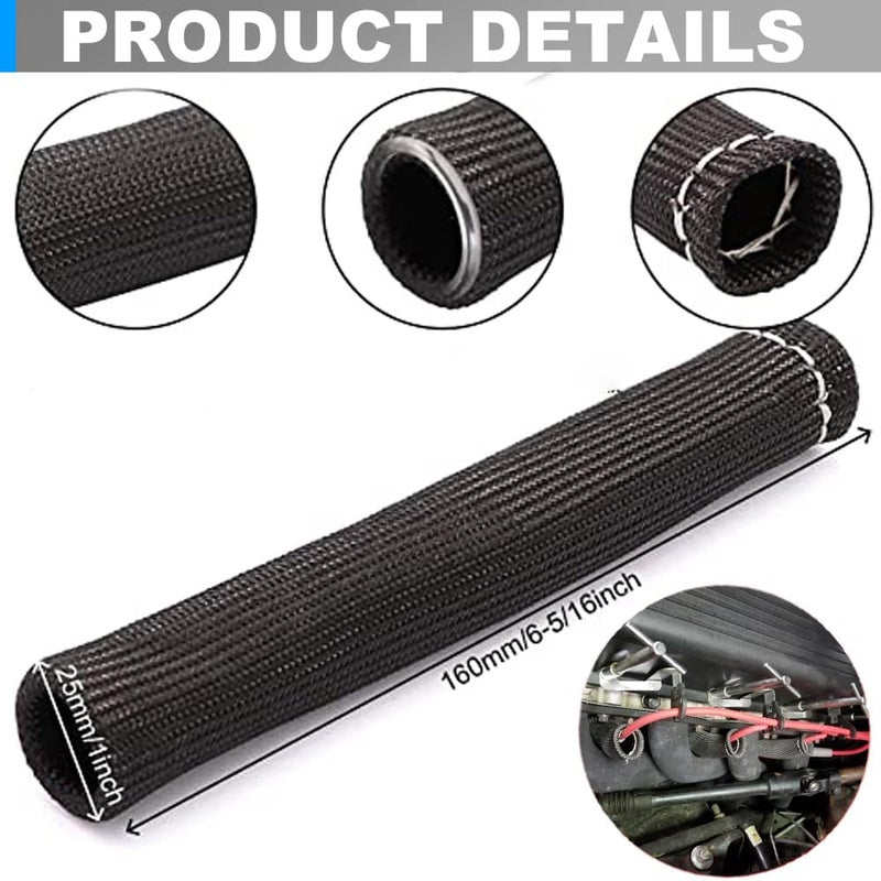 MAUTEMOWING 2500° Spark Plug Wire Heat Shield 8 PCS Spark Plug Heat Sleeve 6 Inches Spark Plug Wire Boots Protection Insulator Cover Wrap for LS1 / LS2 Sbc BBC 350 454 Car Truck, Black - Image 2